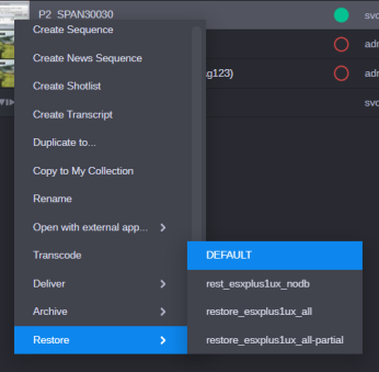 Restoring an Avid PM Asset