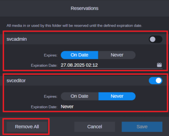 Setting Reservations for Administrators