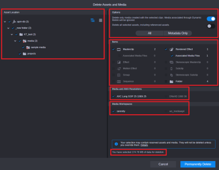 The Delete dialog window